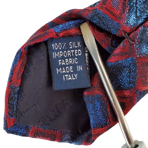 J Garcia Necktie 100% Silk Italy 1996 Blue Red Diamond Pattern 56" Unisex - Picture 4 of 6